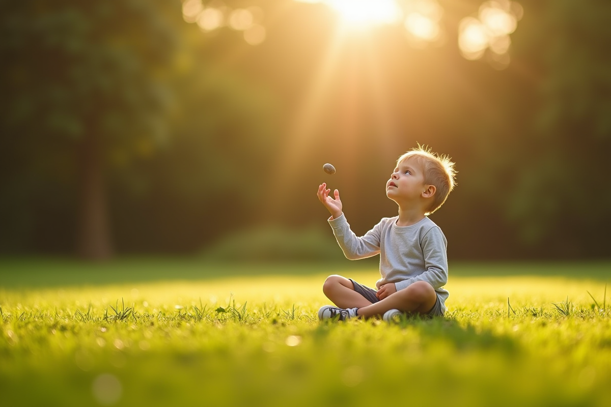 Enfant seul lançant un caillou sur l