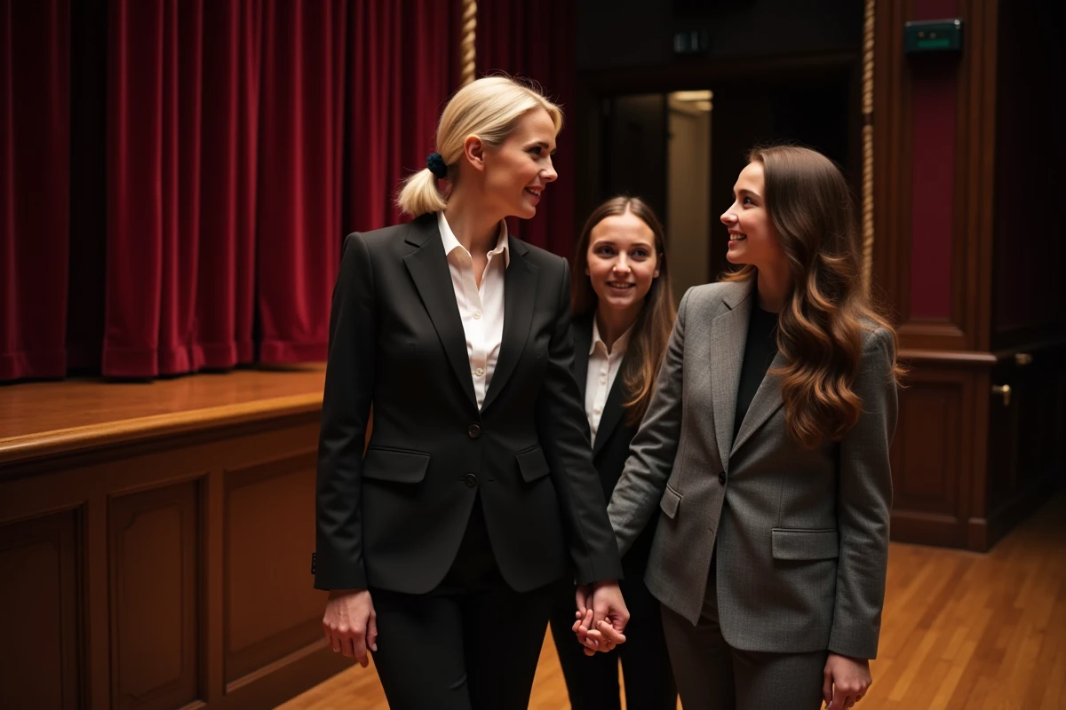 Femme et filles backstage d
