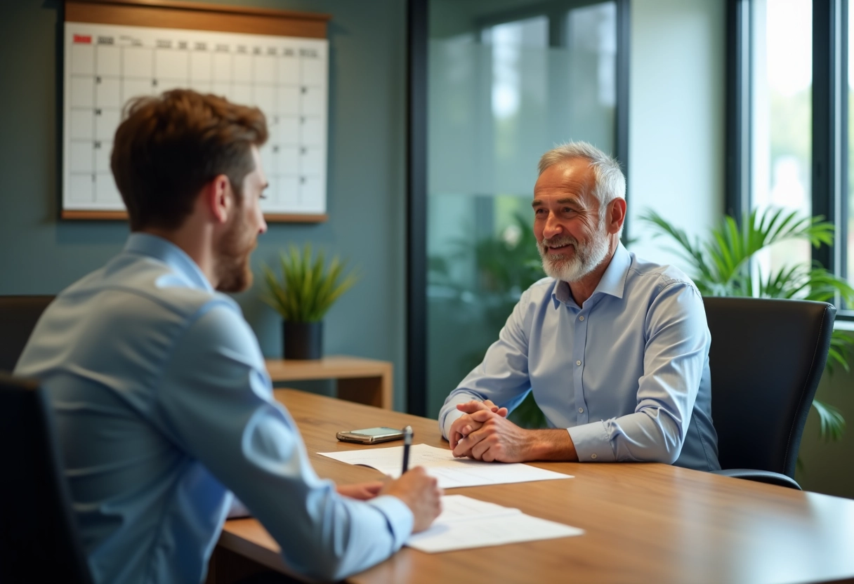 Homme discutant avec un responsable RH lors d