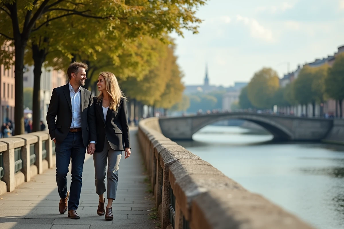 Deux personnes marchant le long d