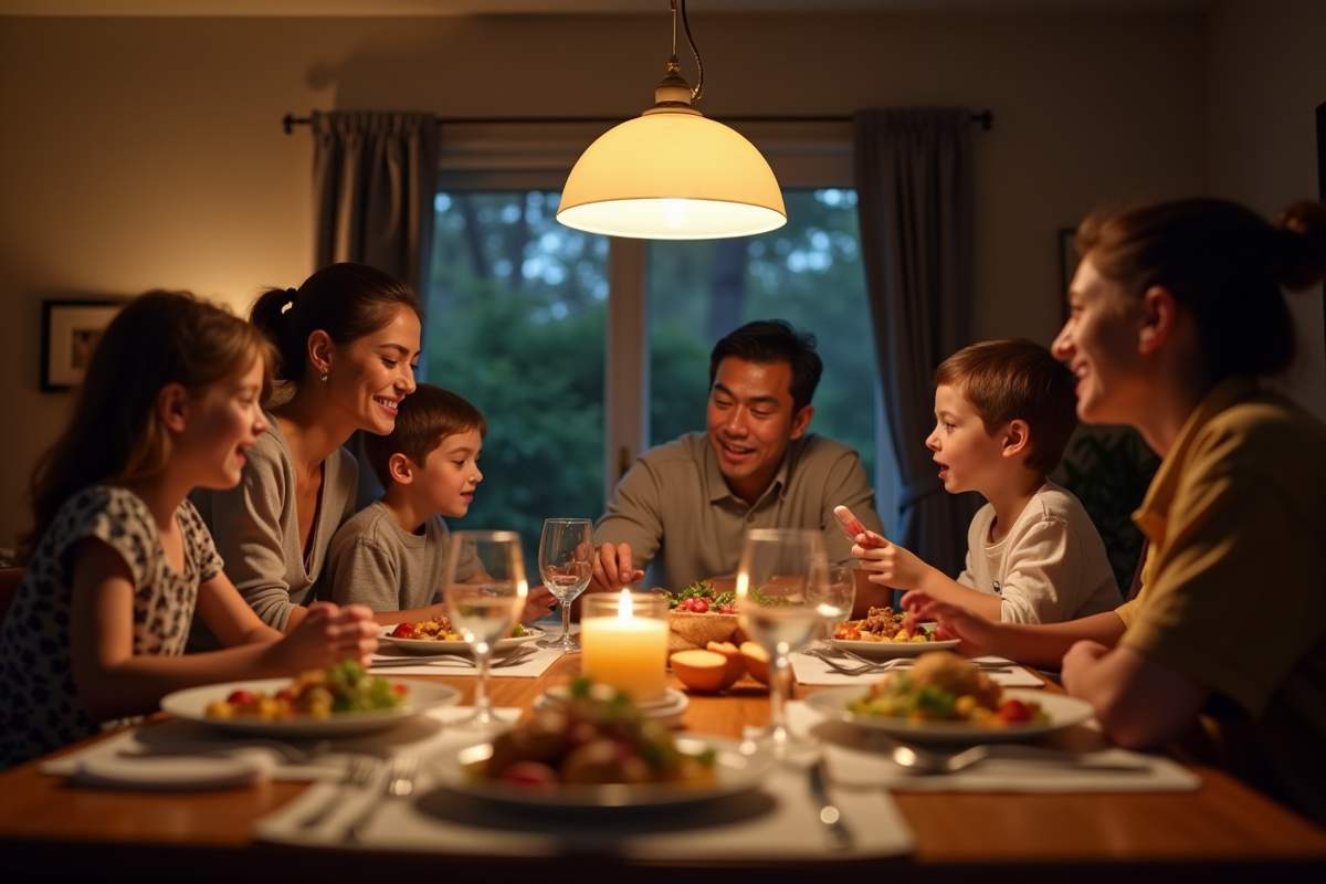 Famille réunie autour d